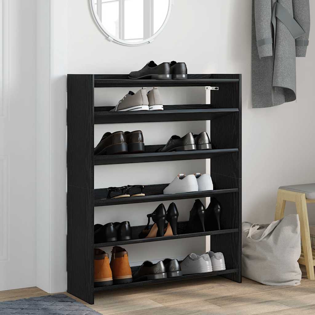 Scarpiera Nera 80x25x100 cm in Legno Multistrato