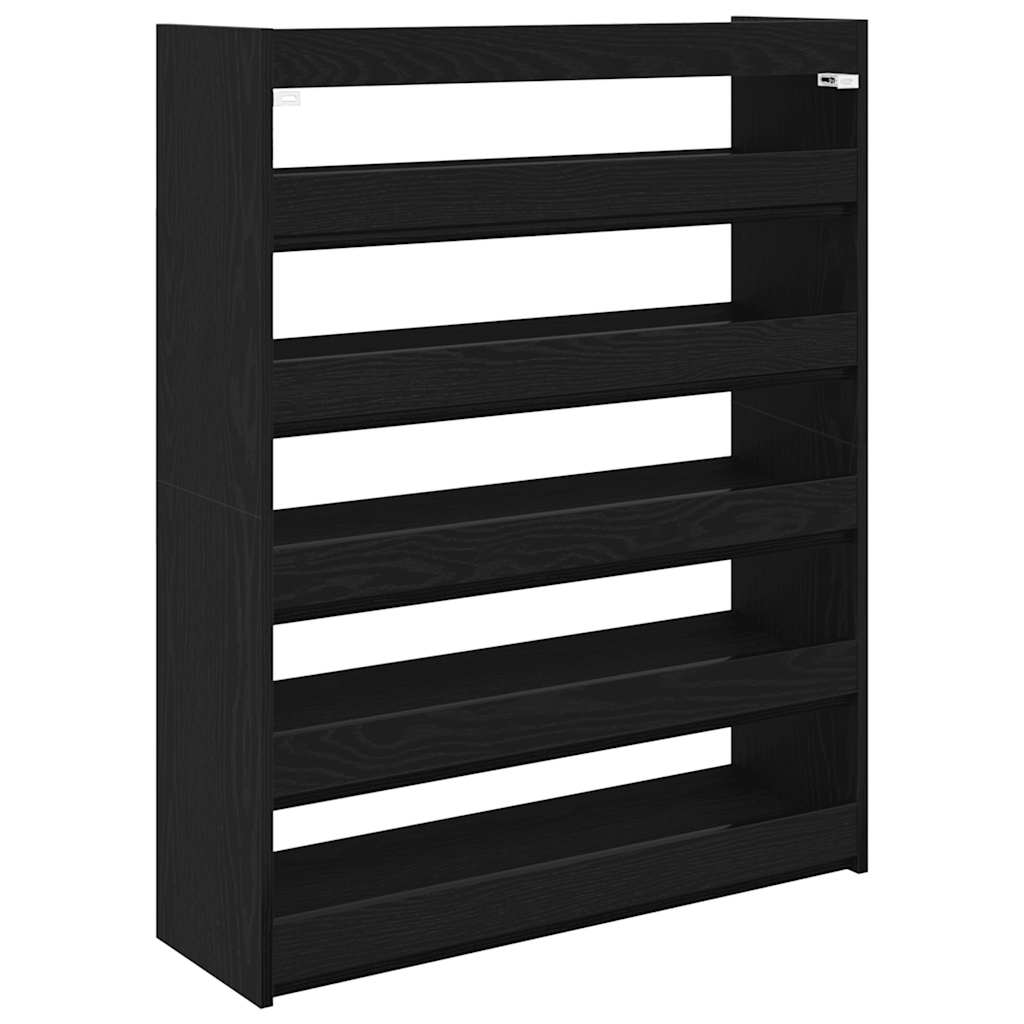 Scarpiera Nera 80x25x100 cm in Legno Multistrato