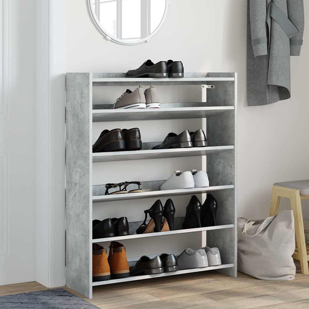 Scarpiera Grigio Cemento 80x25x100 cm in Legno Multistrato