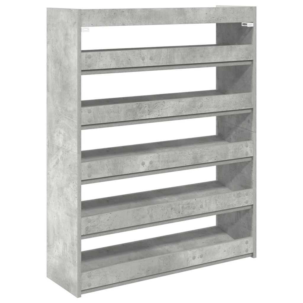 Scarpiera Grigio Cemento 80x25x100 cm in Legno Multistrato