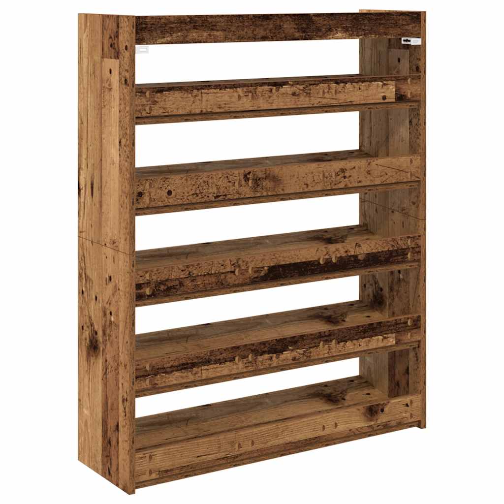Scarpiera Legno Antico 80x25x100 cm in Legno Multistrato