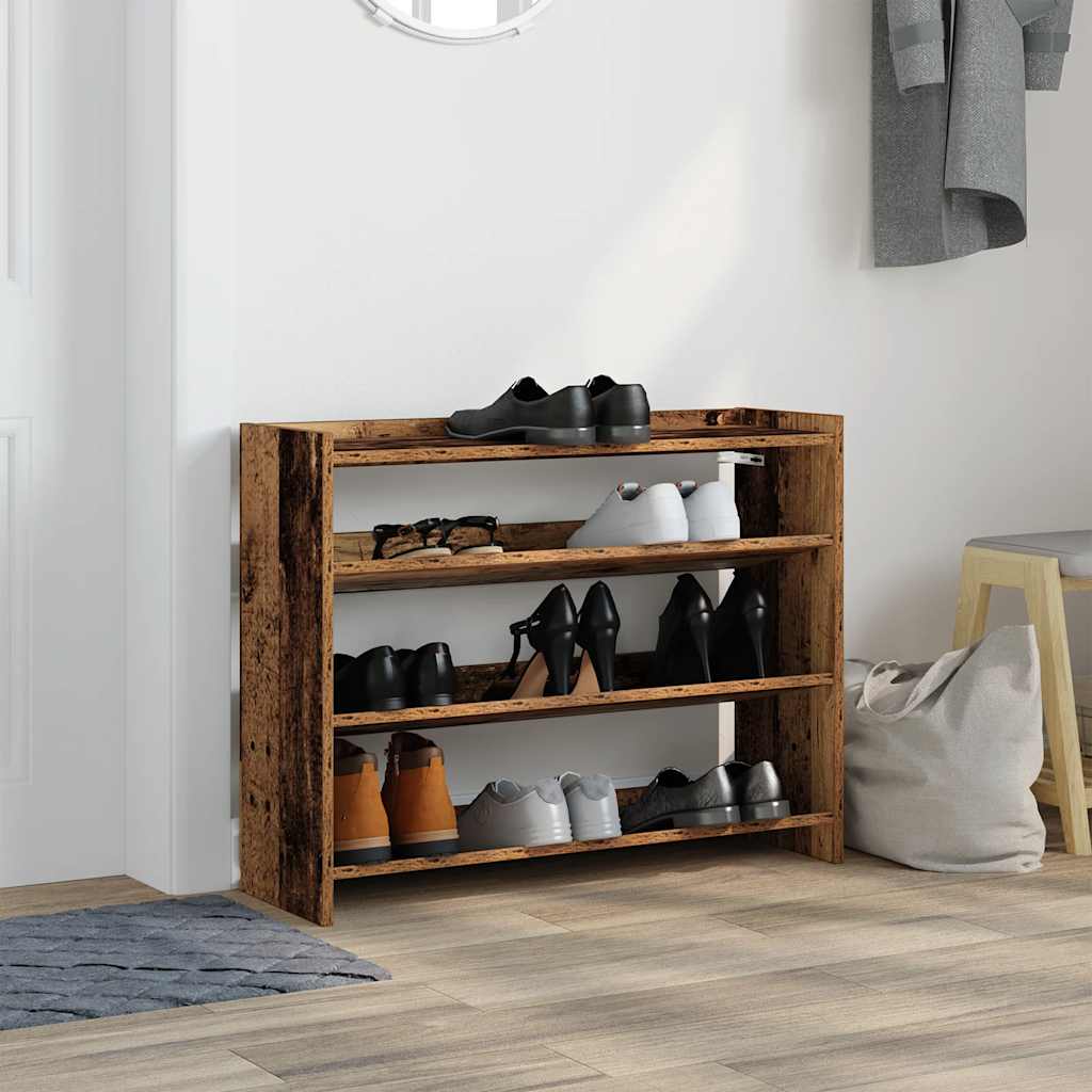 Scarpiera Legno Antico 80x25x62 cm in Legno Multistrato