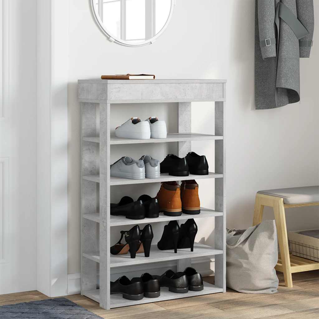 Scarpiera Grigio Cemento 60x30x98 cm in Legno Multistrato