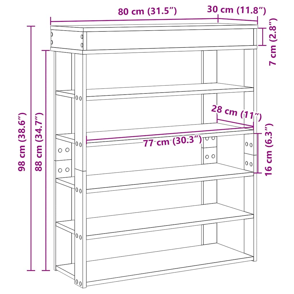 Scarpiera Nera 80x30x98 cm in Legno Multistrato