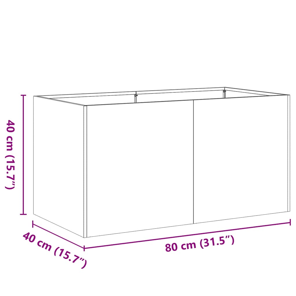 Fioriera Verde Oliva 80x40x40 cm in Acciaio Laminato a Freddo