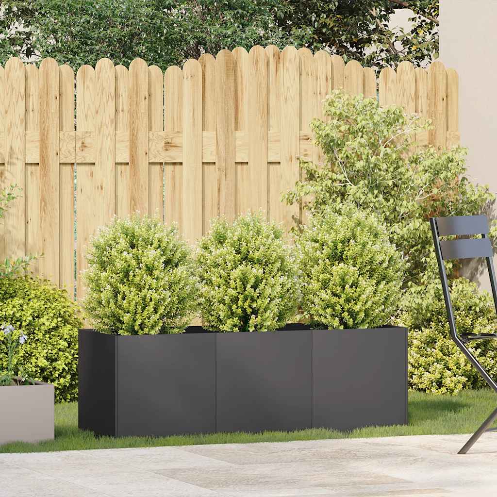 Fioriera Nera 120x40x40 cm Acciaio Laminato a Freddo