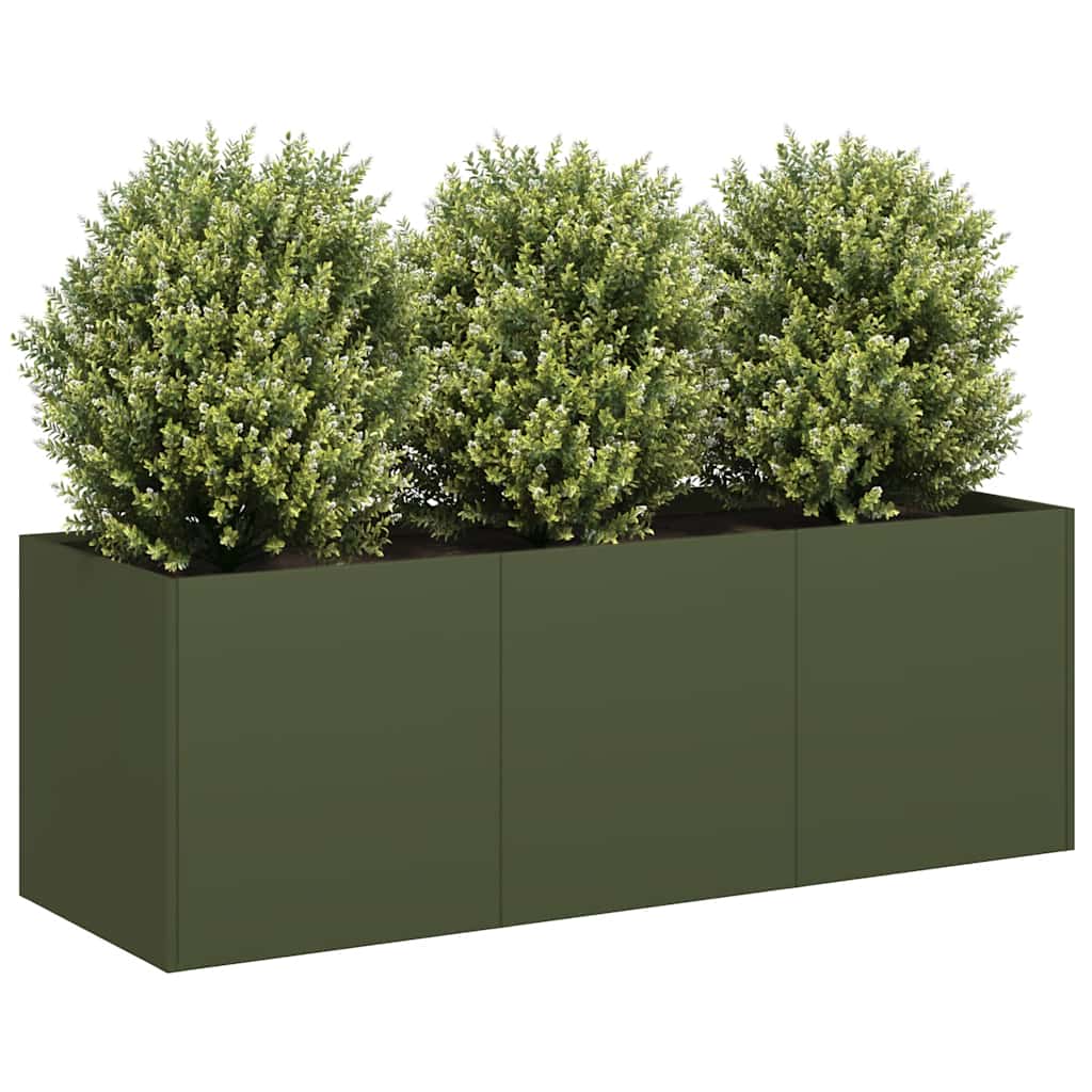 Fioriera Verde Oliva 120x40x40 cm in Acciaio Laminato a Freddo