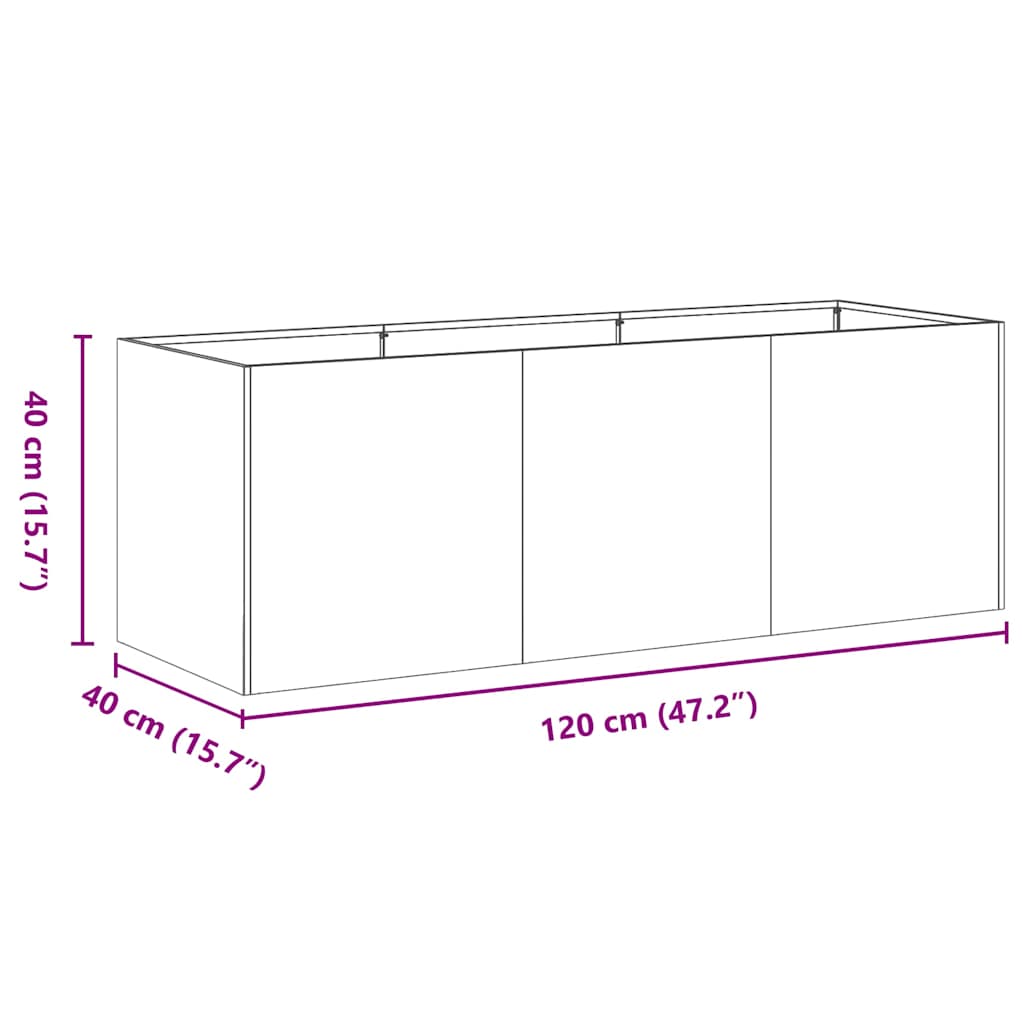 Fioriera Verde Oliva 120x40x40 cm in Acciaio Laminato a Freddo