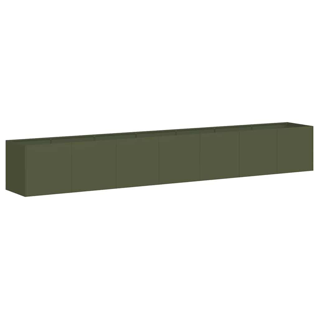 Fioriera Verde Oliva 280x40x40 cm in Acciaio Laminato a Freddo