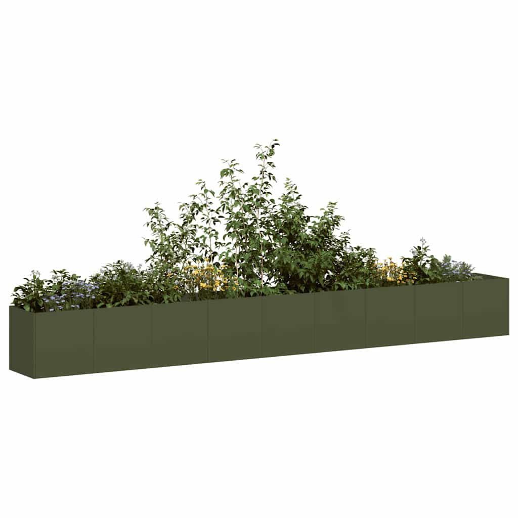 Fioriera Verde Oliva 360x40x40 cm in Acciaio Laminato a Freddo