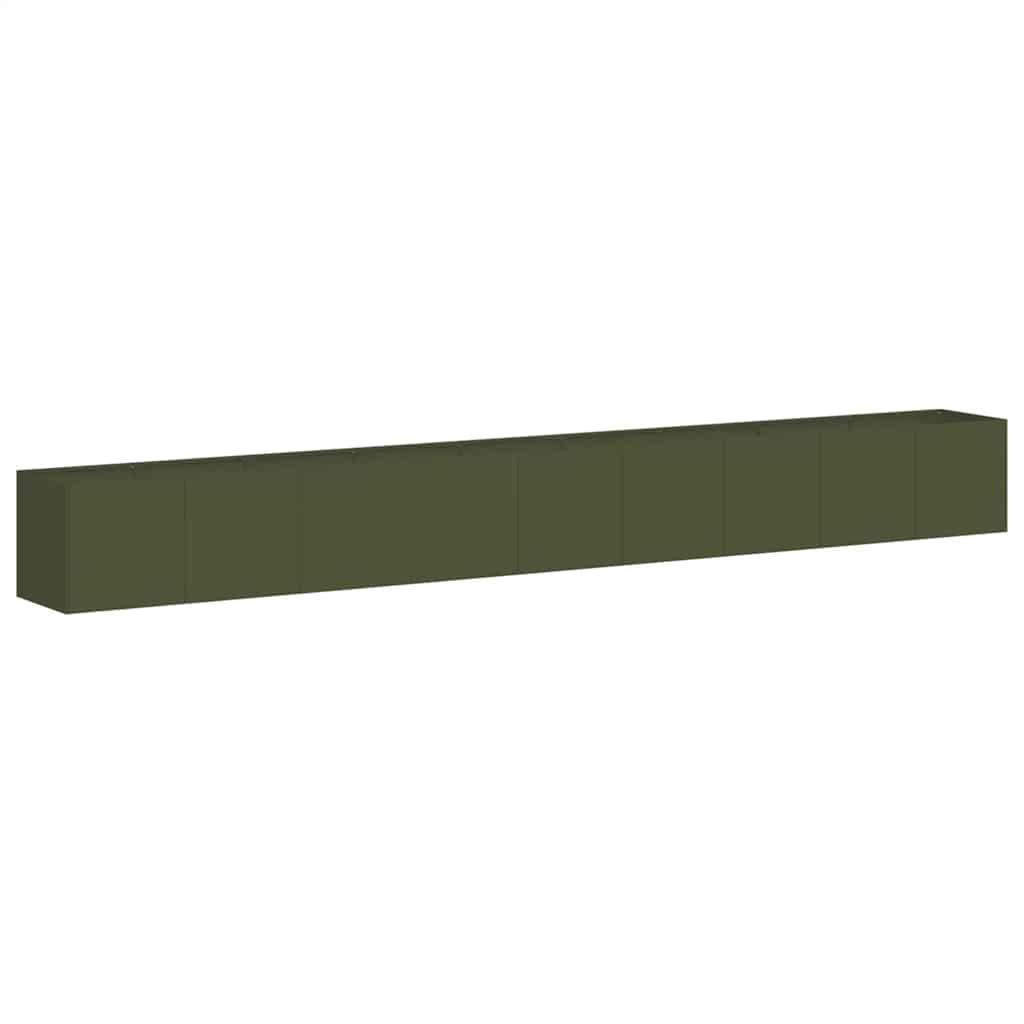 Fioriera Verde Oliva 360x40x40 cm in Acciaio Laminato a Freddo