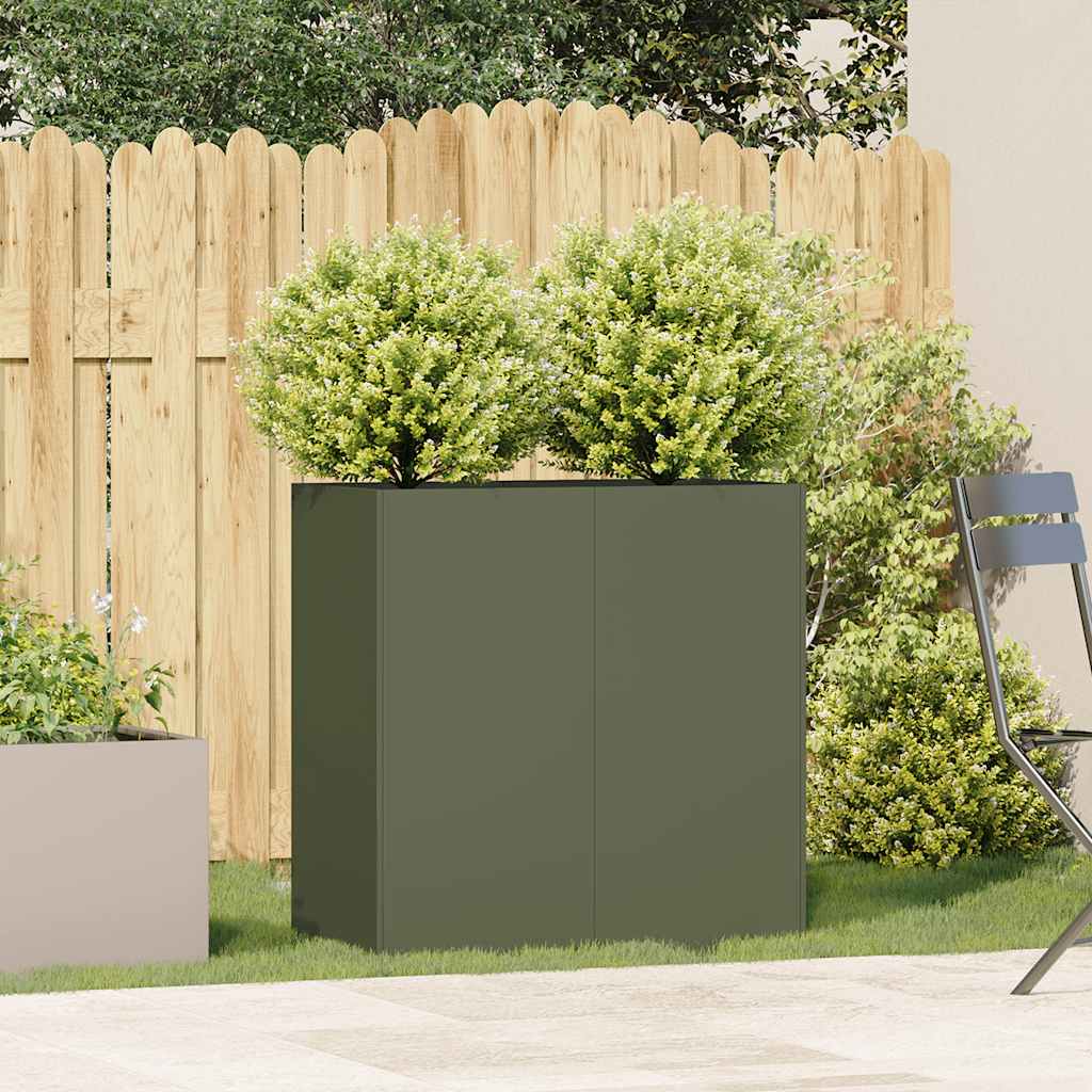Fioriera Verde Oliva 80x40x80 cm in Acciaio Laminato a Freddo
