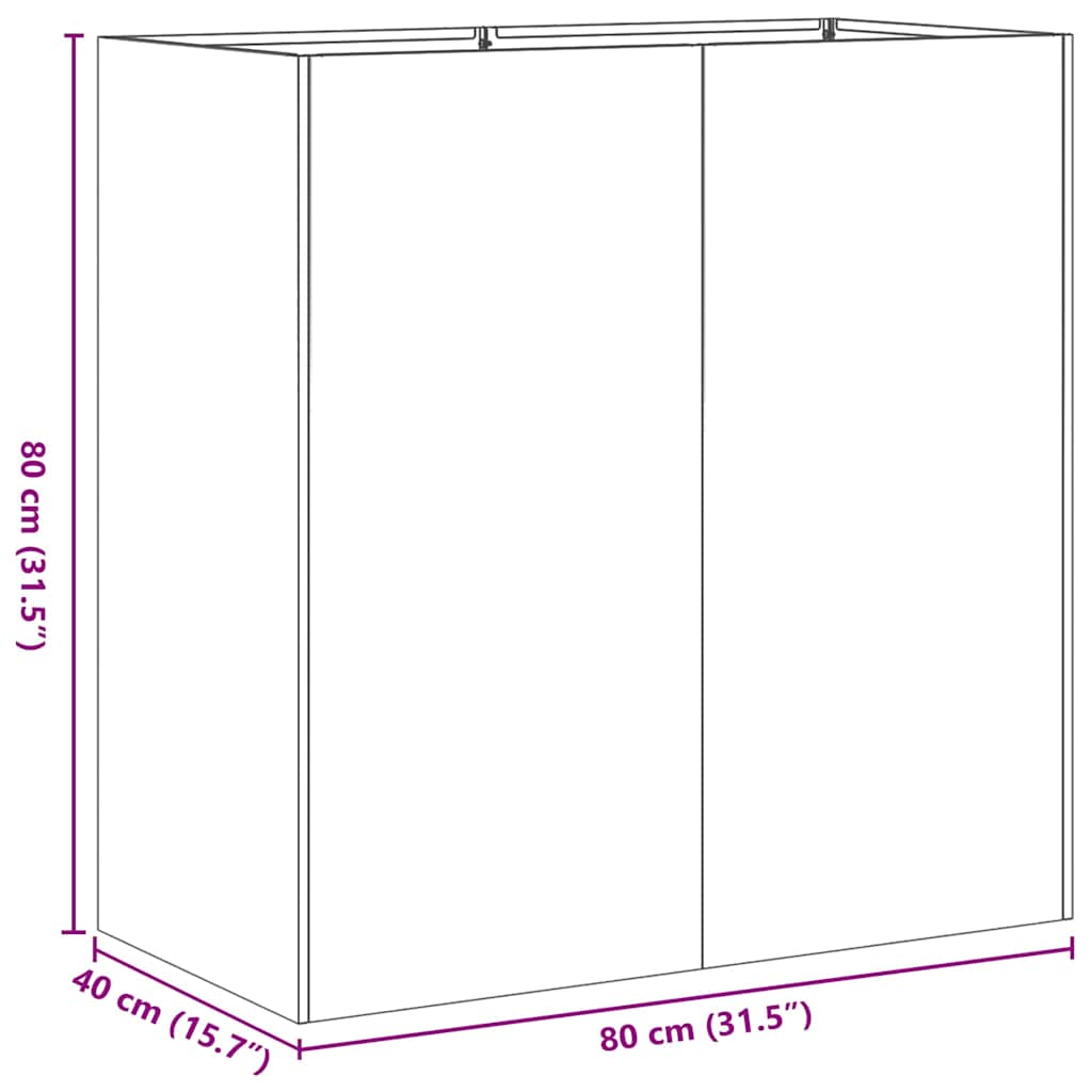 Fioriera da giardino 80x40x80 cm in acciaio zincato