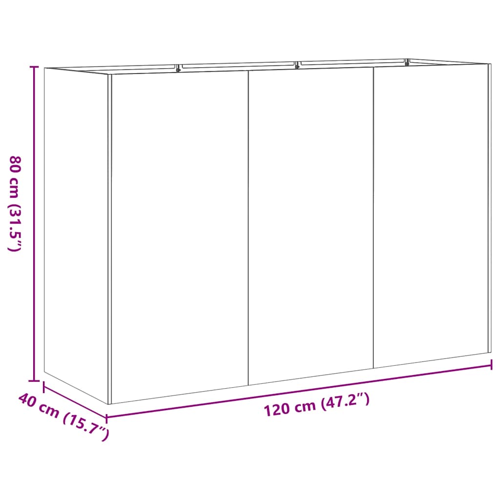 Fioriera Antracite 120x40x80 cm in Acciaio Laminato a Freddo
