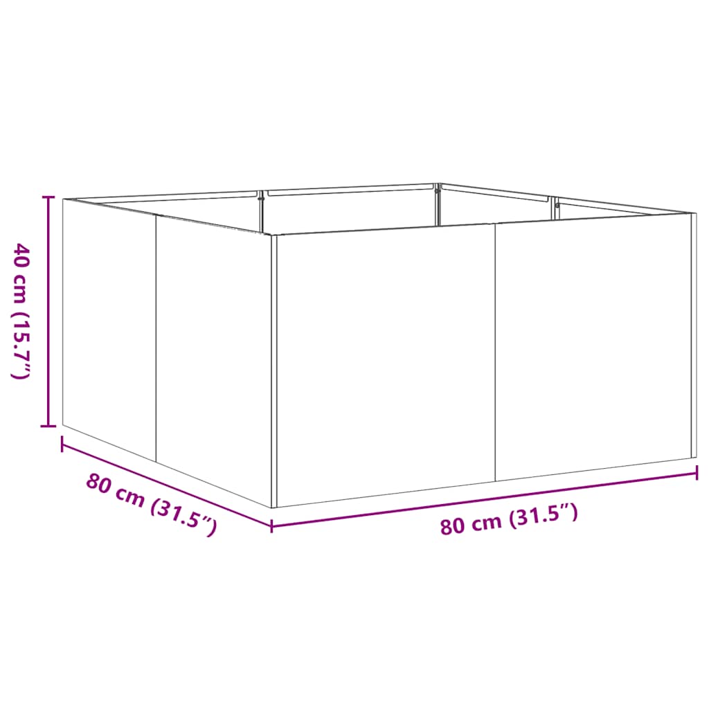 Fioriera 80x80x40 cm in Acciaio Inox per Giardino
