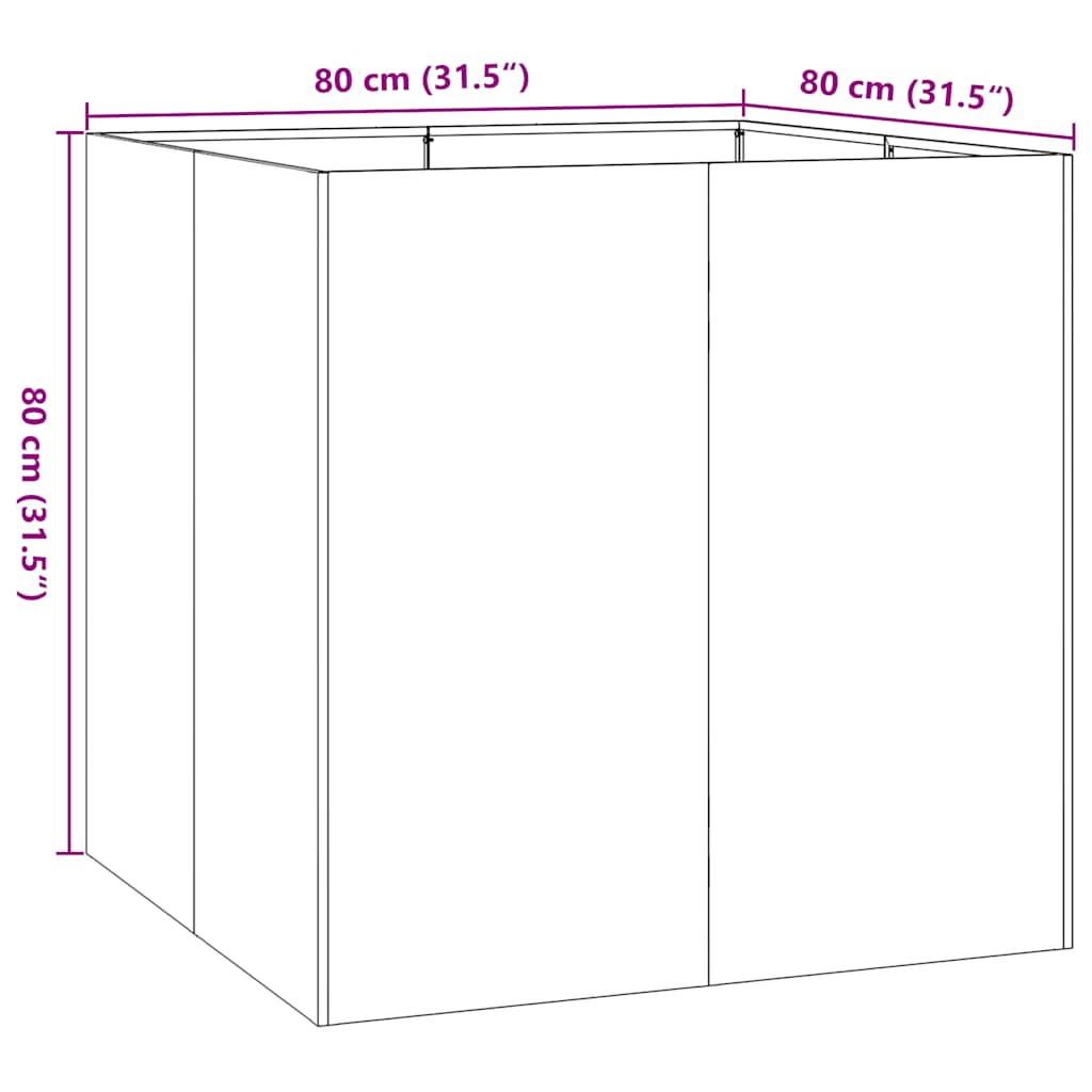 Fioriera 80x80x80 cm in Acciaio Inox