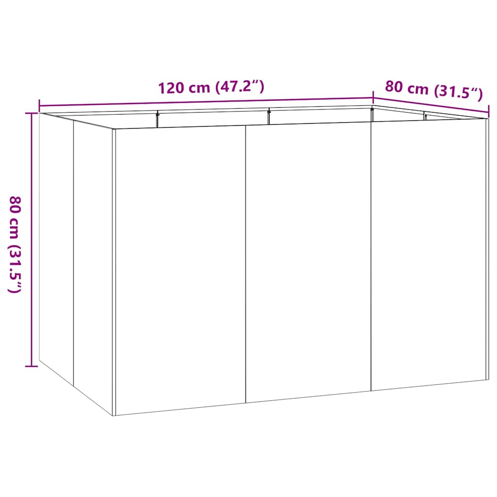 Fioriera Antracite 120x80x80 cm in Acciaio
