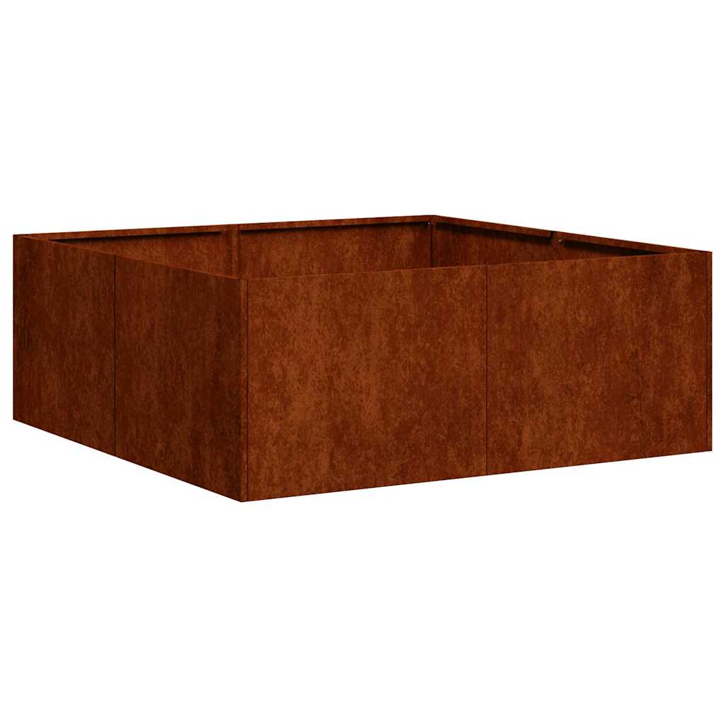 Fioriera Arrugginita 80x80x30 cm in Acciaio Corten