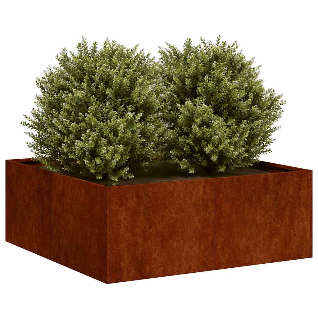 Fioriera Arrugginita 80x80x30 cm in Acciaio Corten