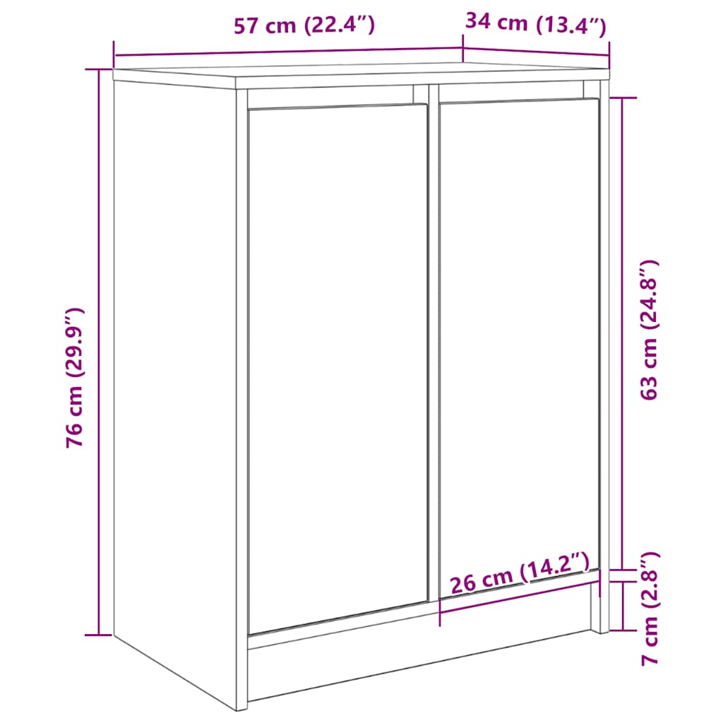 Scarpiera Rovere Sonoma 57x34x76 cm in Legno Multistrato