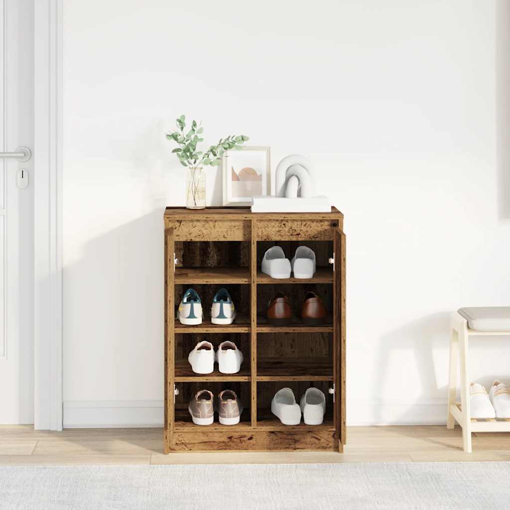 Scarpiera Legno Antico 57x34x76 cm in Legno Multistrato