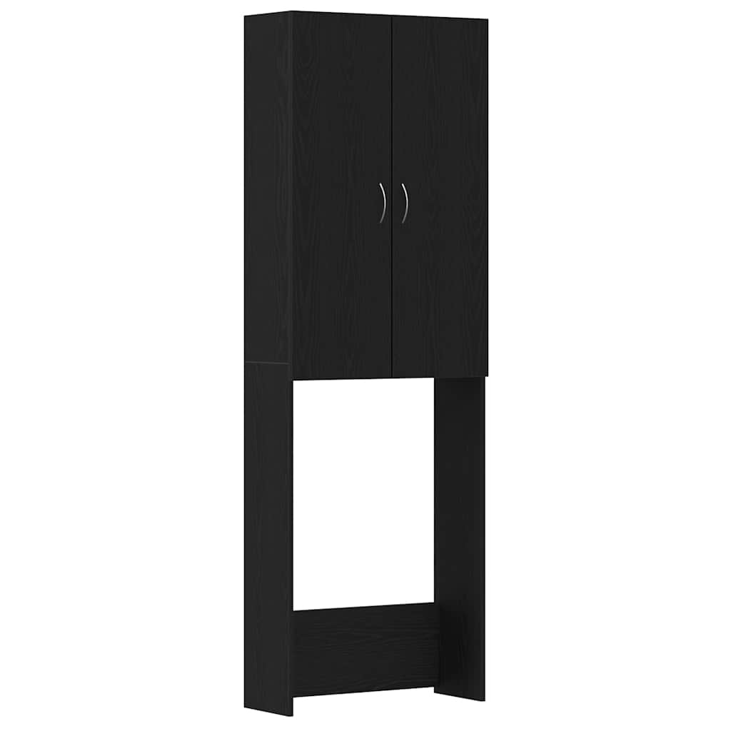 Mobile per Lavatrice Rovere Nero 64x25,5x190 cm