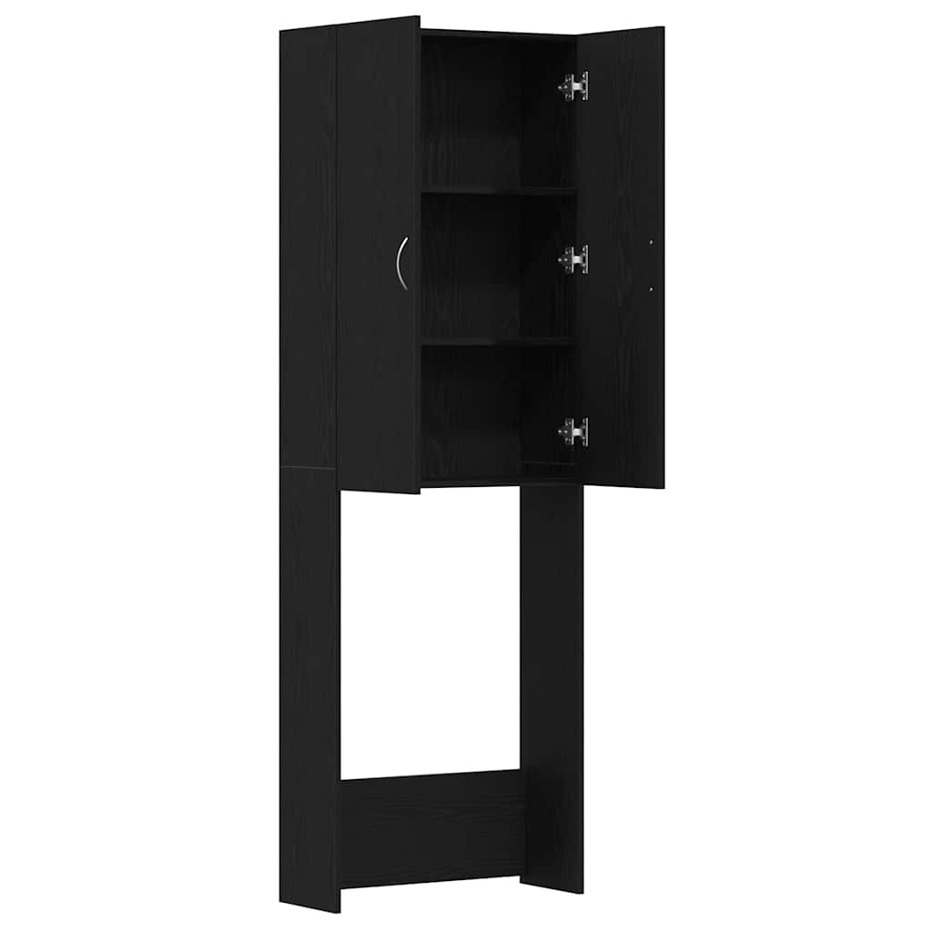 Mobile per Lavatrice Rovere Nero 64x25,5x190 cm