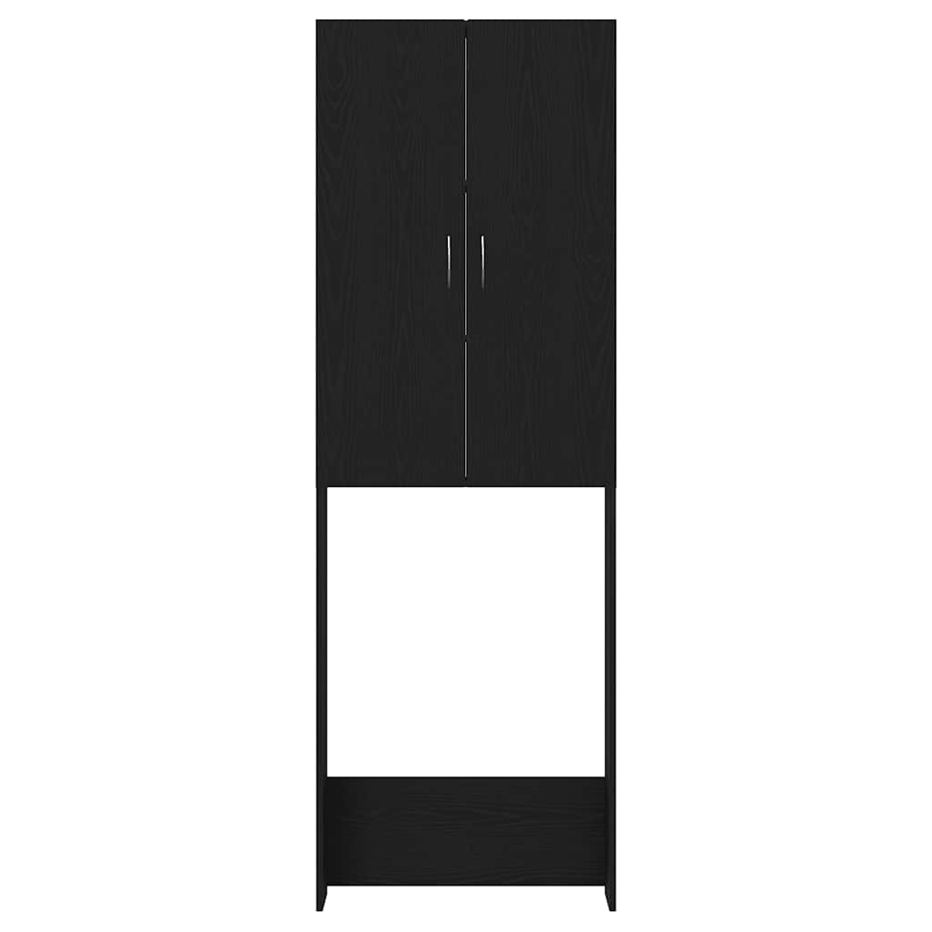 Mobile per Lavatrice Rovere Nero 64x25,5x190 cm