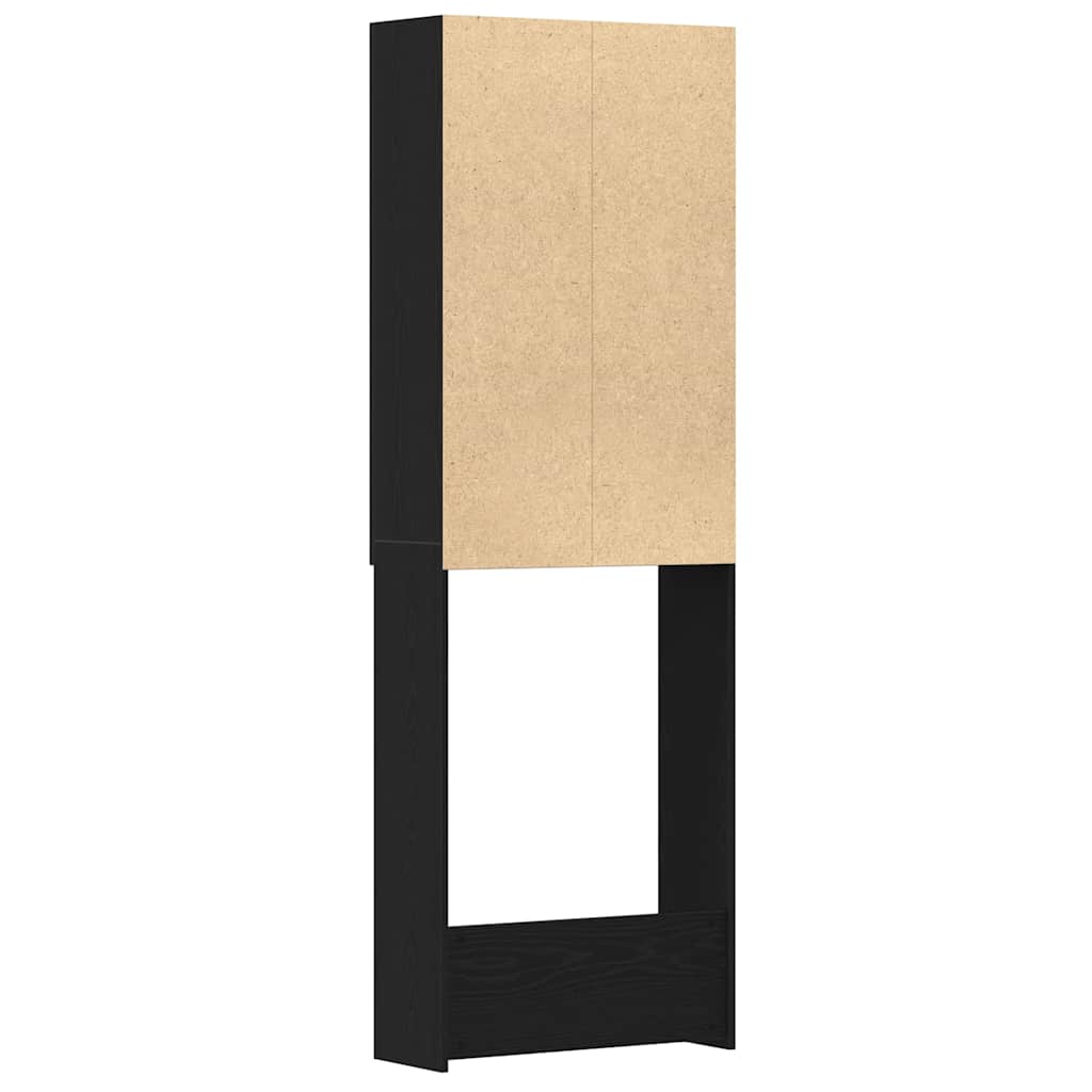 Mobile per Lavatrice Rovere Nero 64x25,5x190 cm