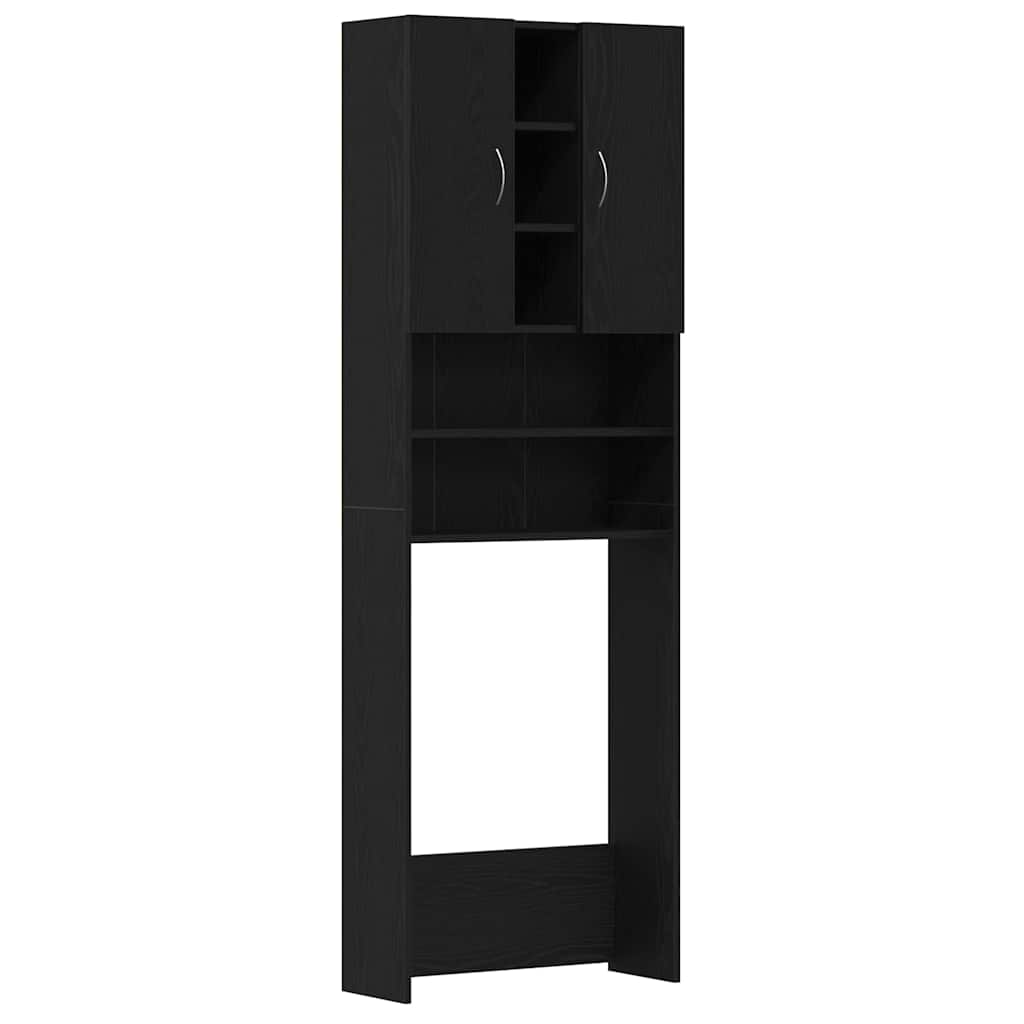 Mobile per Lavatrice Rovere Nero 64x25,5x190 cm