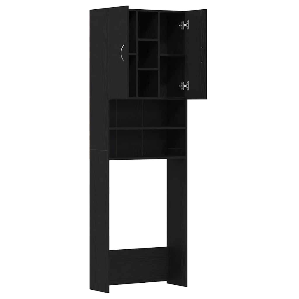 Mobile per Lavatrice Rovere Nero 64x25,5x190 cm