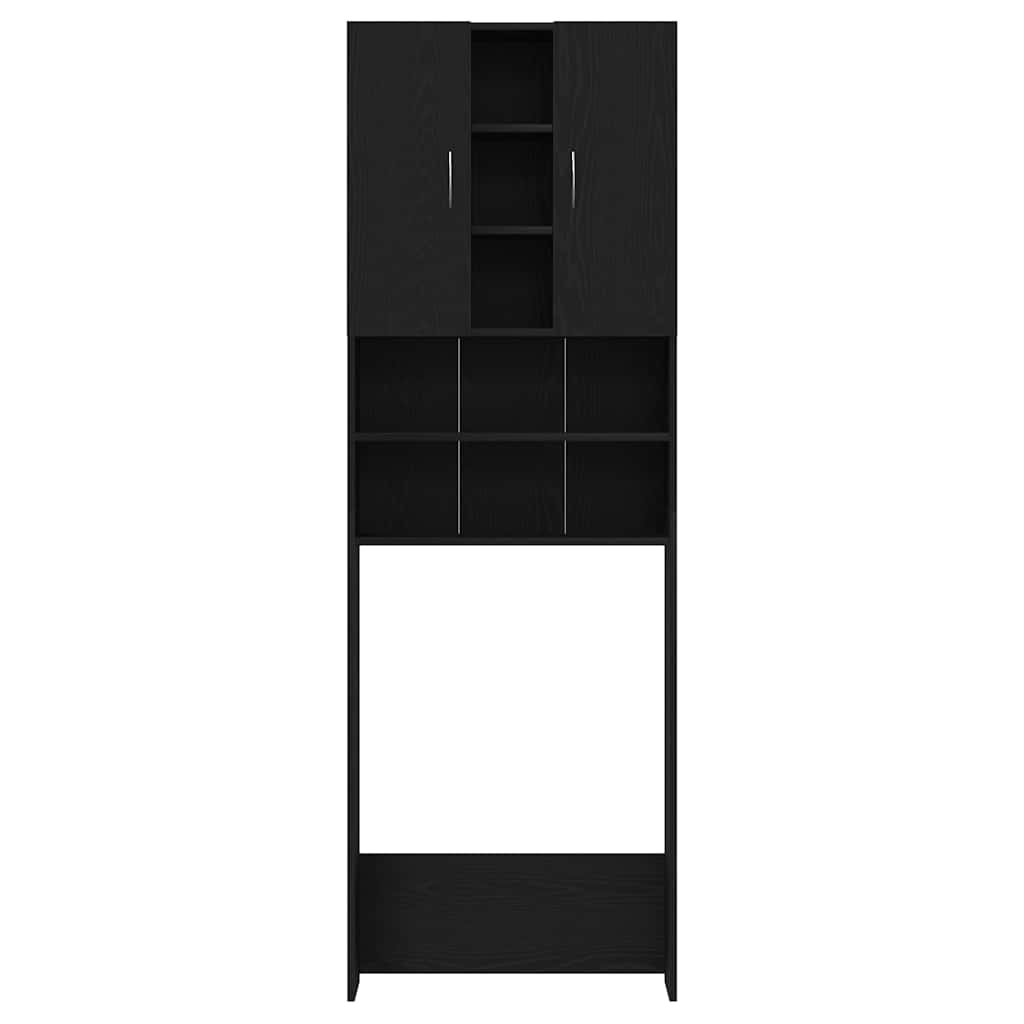 Mobile per Lavatrice Rovere Nero 64x25,5x190 cm