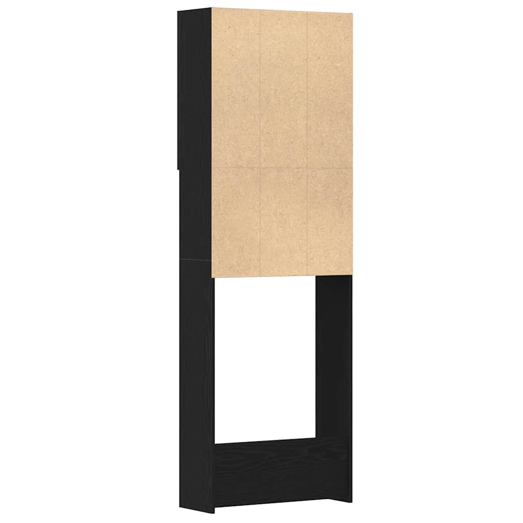 Mobile per Lavatrice Rovere Nero 64x25,5x190 cm