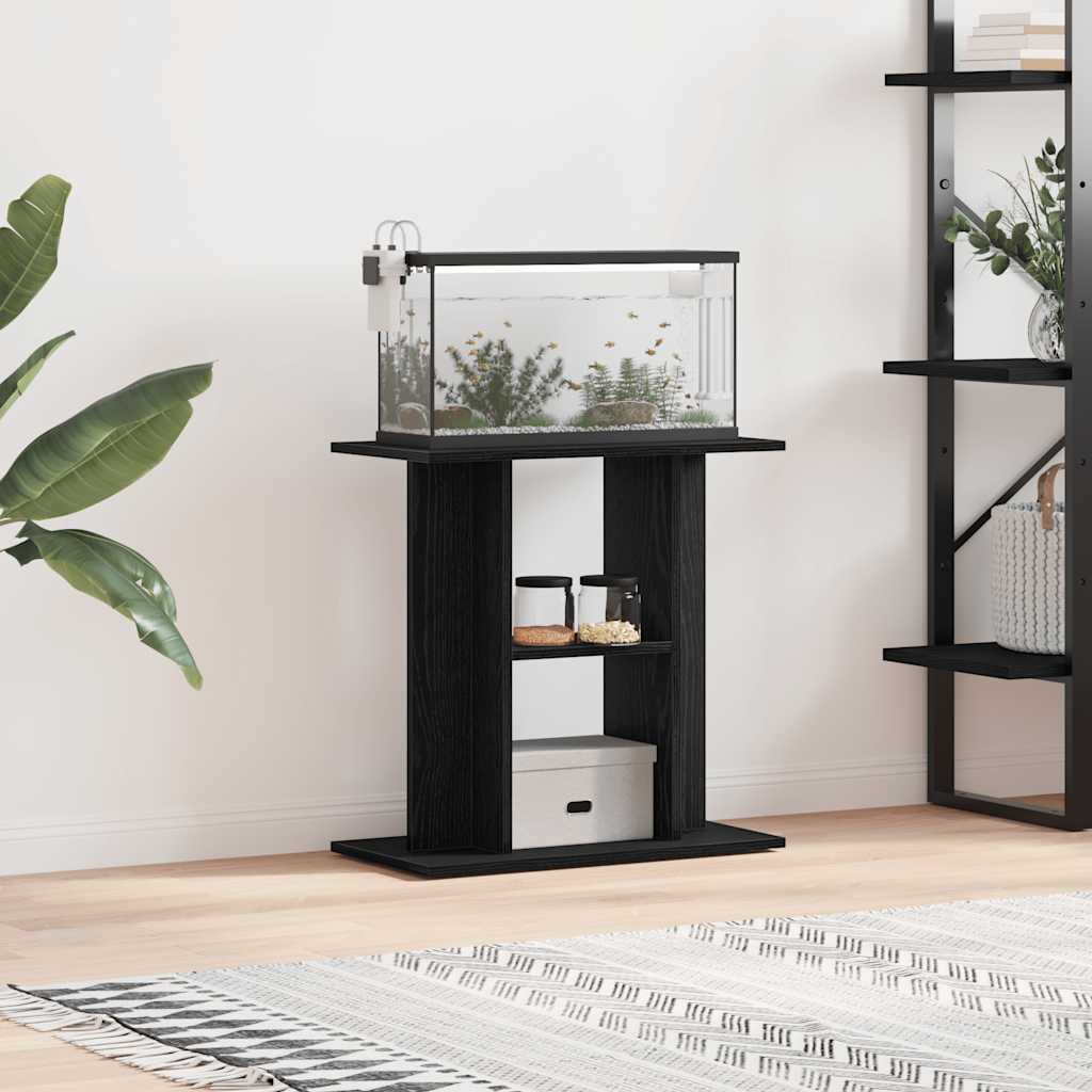 Supporto per acquario in rovere nero 60x30x60 cm in legno ingegnerizzato