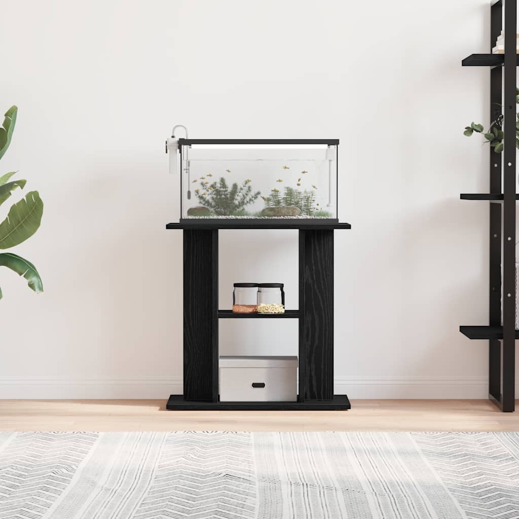 Supporto per acquario in rovere nero 60x30x60 cm in legno ingegnerizzato