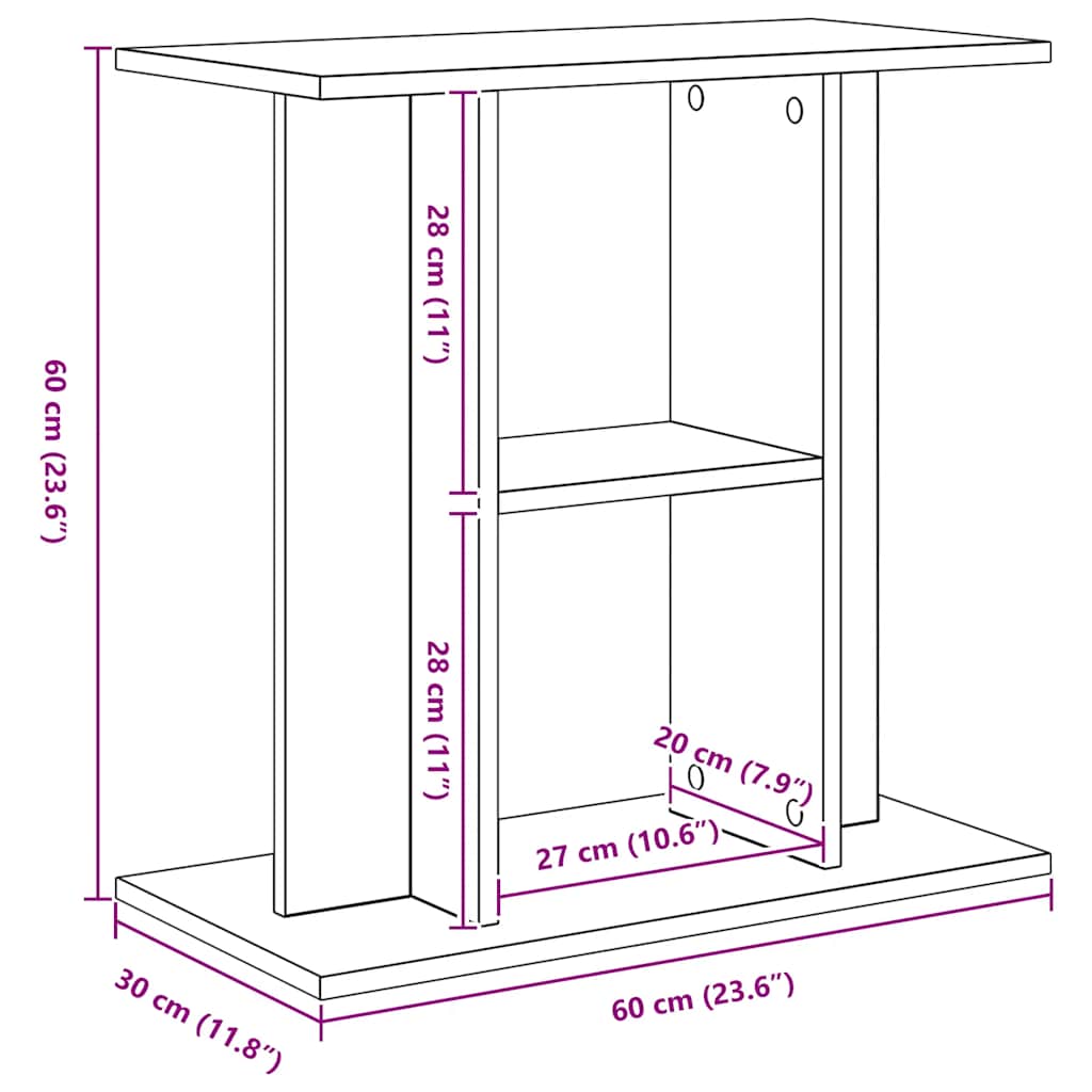 Supporto per acquario in rovere nero 60x30x60 cm in legno ingegnerizzato