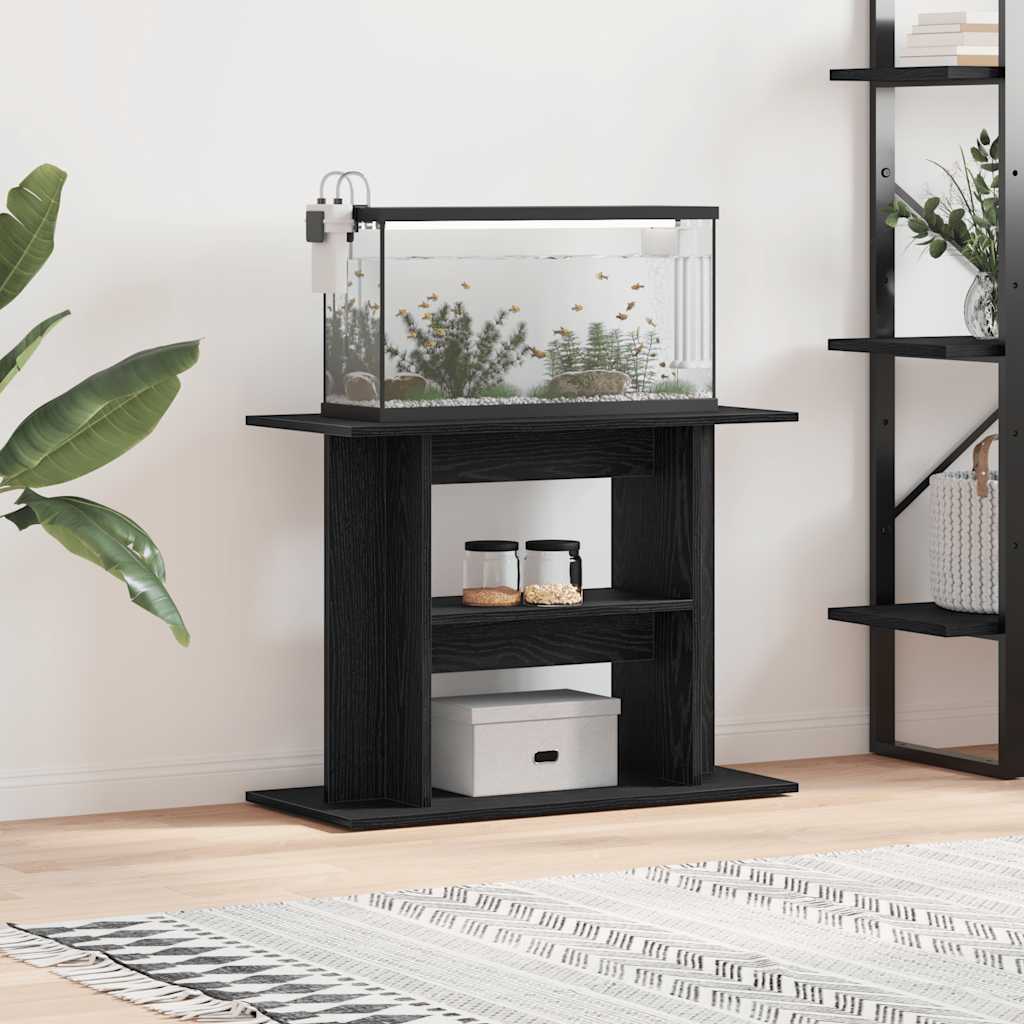 Supporto Acquario 80x35x60 cm Legno Multistrato Rovere Nero