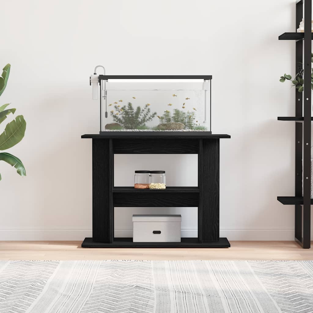 Supporto Acquario 80x35x60 cm Legno Multistrato Rovere Nero