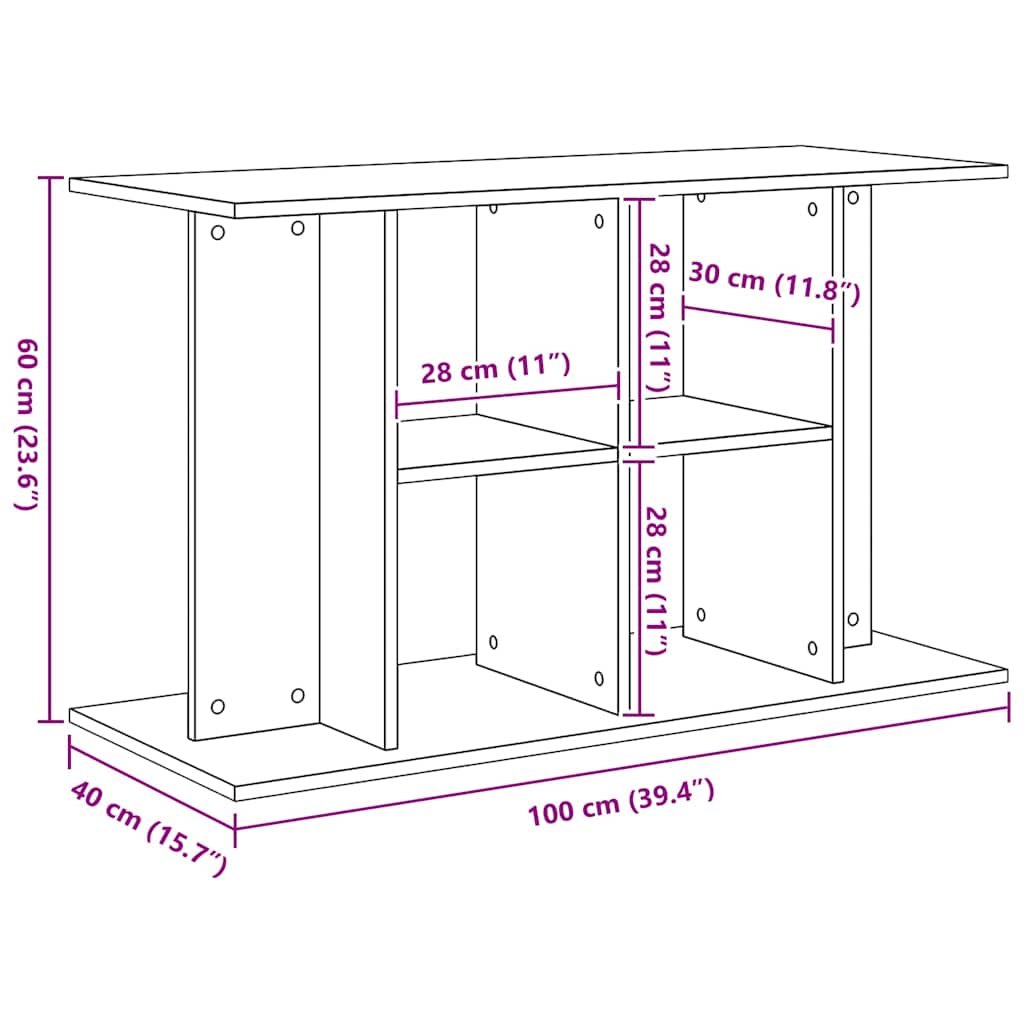 Supporto per acquario in rovere nero 100x40x60 cm in legno ingegnerizzato