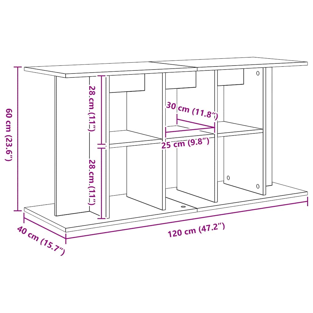 Supporto per acquario in rovere nero 120x40x60 cm in legno ingegnerizzato