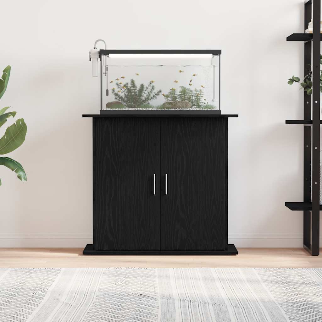 Supporto per acquario in rovere nero 81x36x73 cm in legno ingegnerizzato
