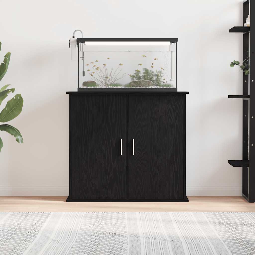 Supporto per acquario in rovere nero 81x36x73 cm in legno ingegnerizzato