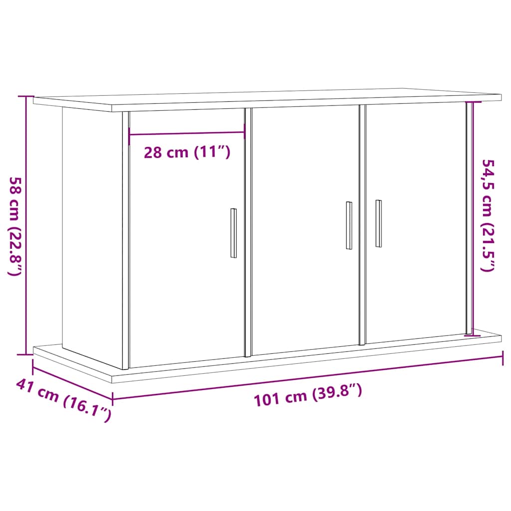 Supporto per acquario in rovere nero 101x41x58 cm in legno ingegnerizzato