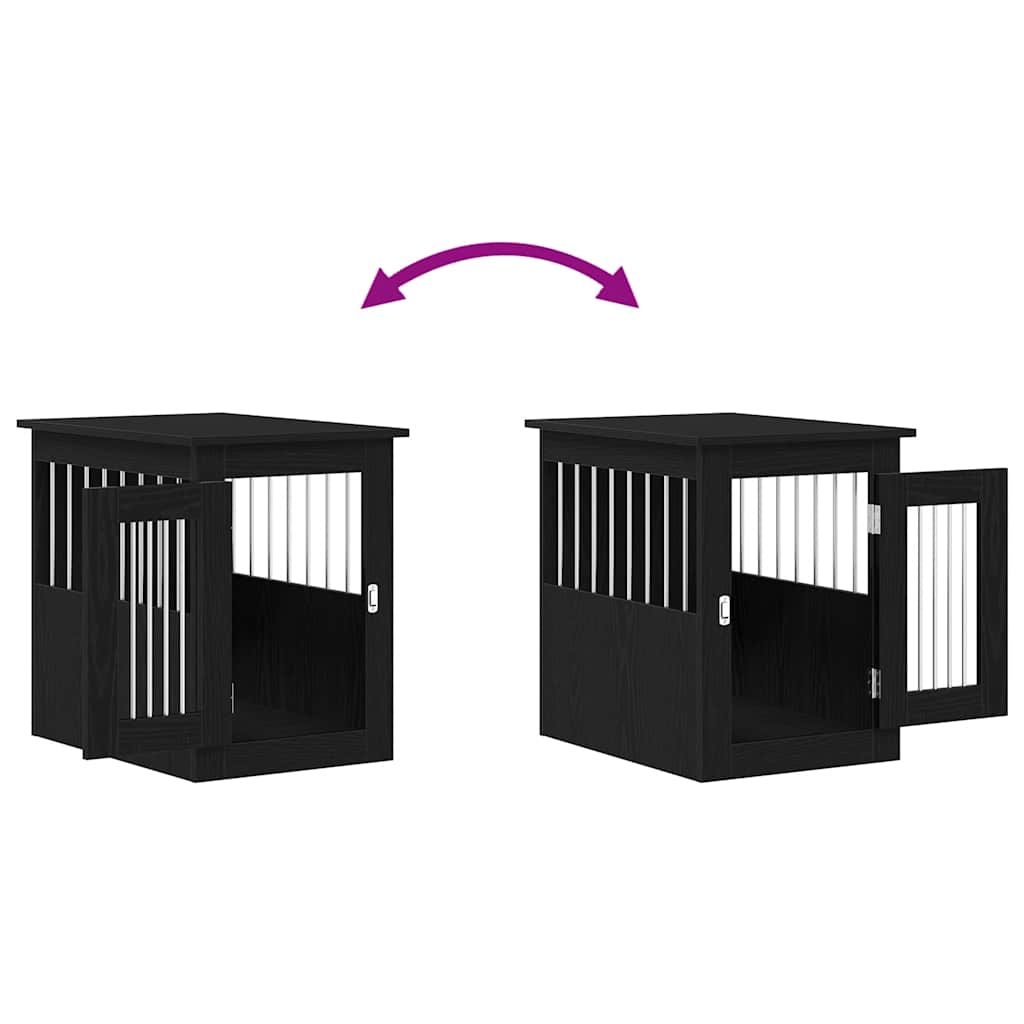Trasportino per Cani Rovere Nero 45x62x59 cm in Legno Aggregato