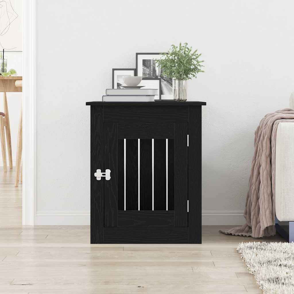 Mobile per cuccia per cani Rovere Nero 55x75x65 cm in legno ingegnerizzato