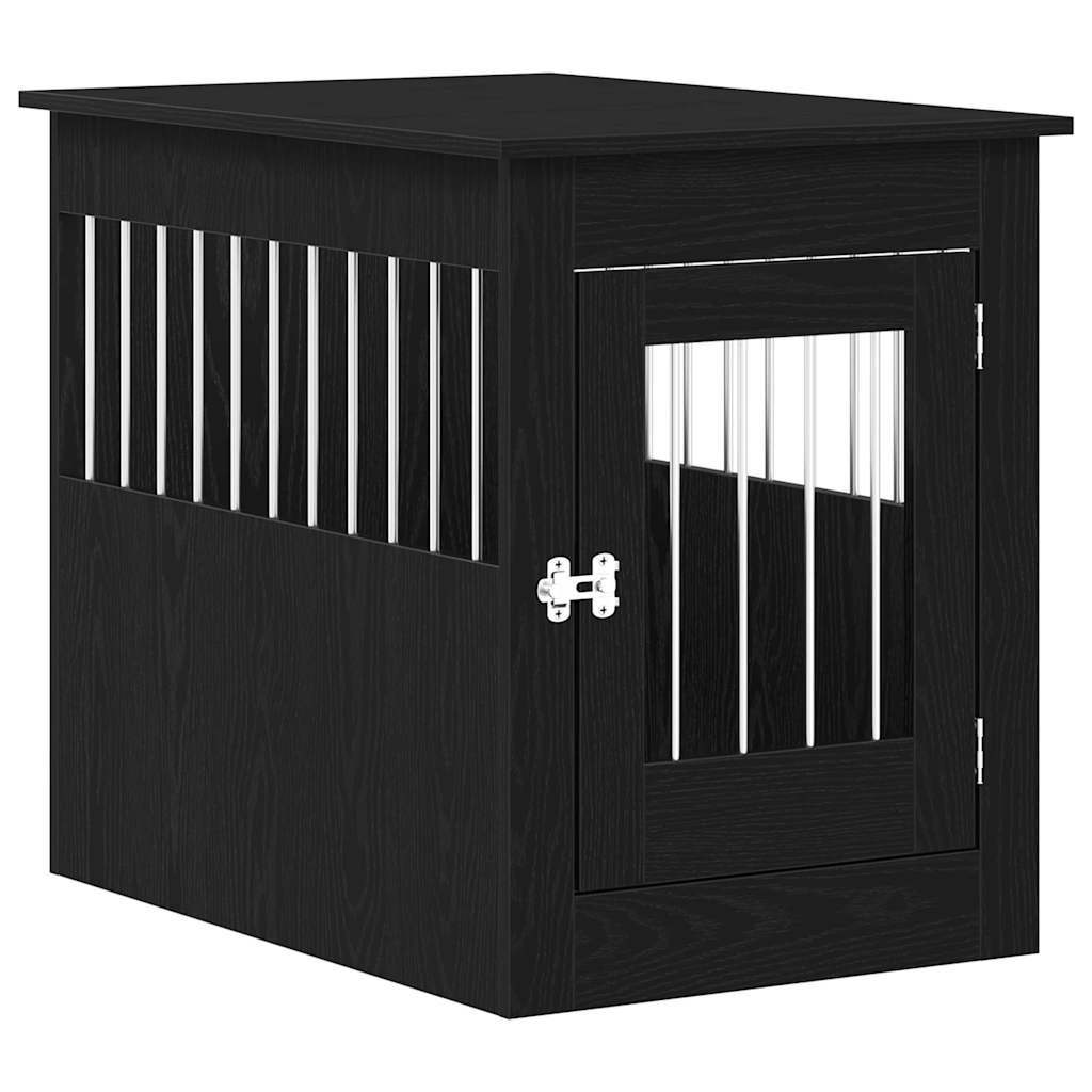 Mobile per cuccia per cani Rovere Nero 55x80x68 cm in legno ingegnerizzato