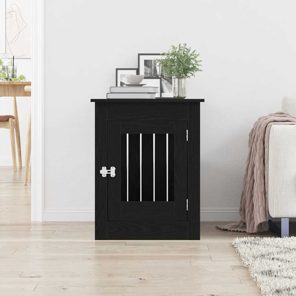 Mobile per cuccia per cani Rovere Nero 55x80x68 cm in legno ingegnerizzato