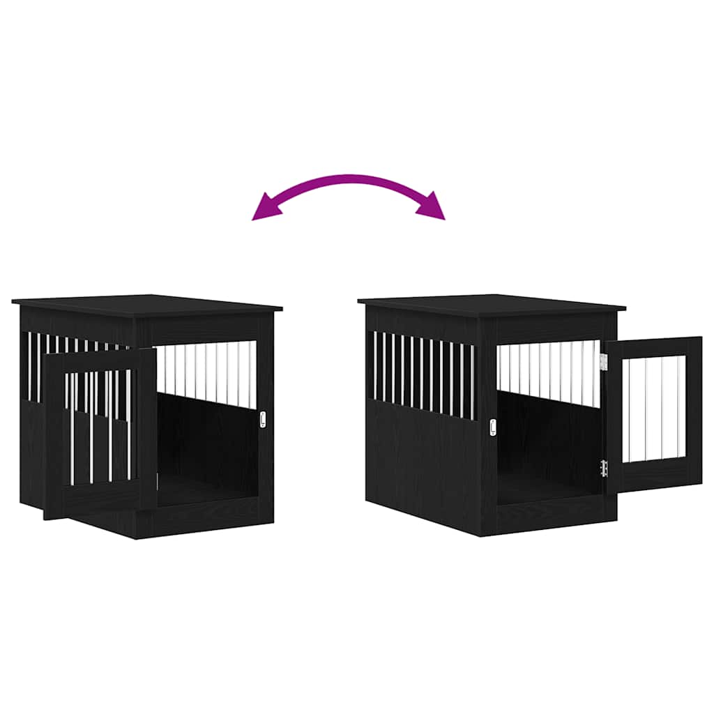 Mobile per cuccia per cani Rovere Nero 55x80x68 cm in legno ingegnerizzato