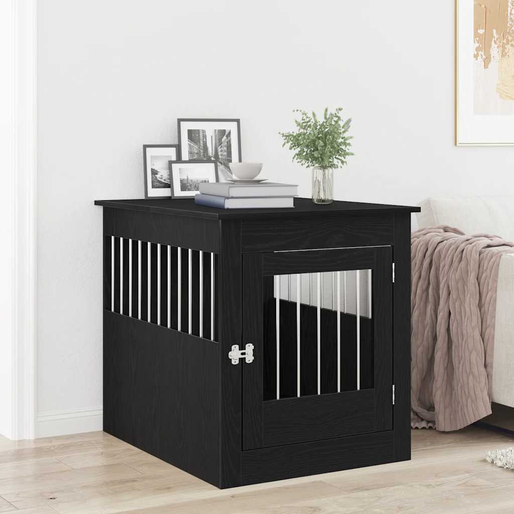 Mobile per cuccia per cani Rovere Nero 64,5x80x71 cm in legno ingegnerizzato