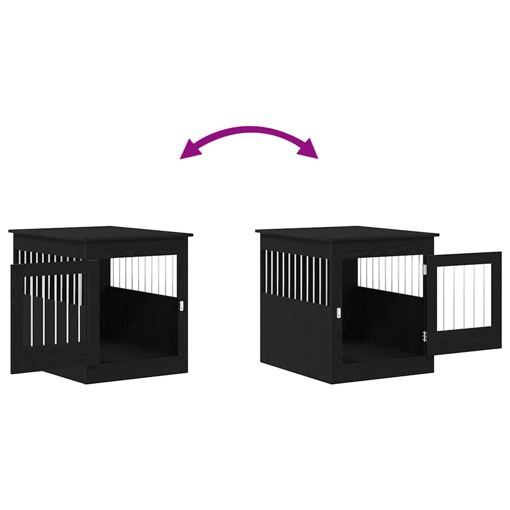 Mobile per cuccia per cani Rovere Nero 64,5x80x71 cm in legno ingegnerizzato